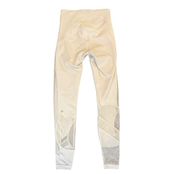 Lululemon Leggings White Clear the Court Tight 28" Size 4 Mesh Vented Logo Pant - Picture 4 of 16